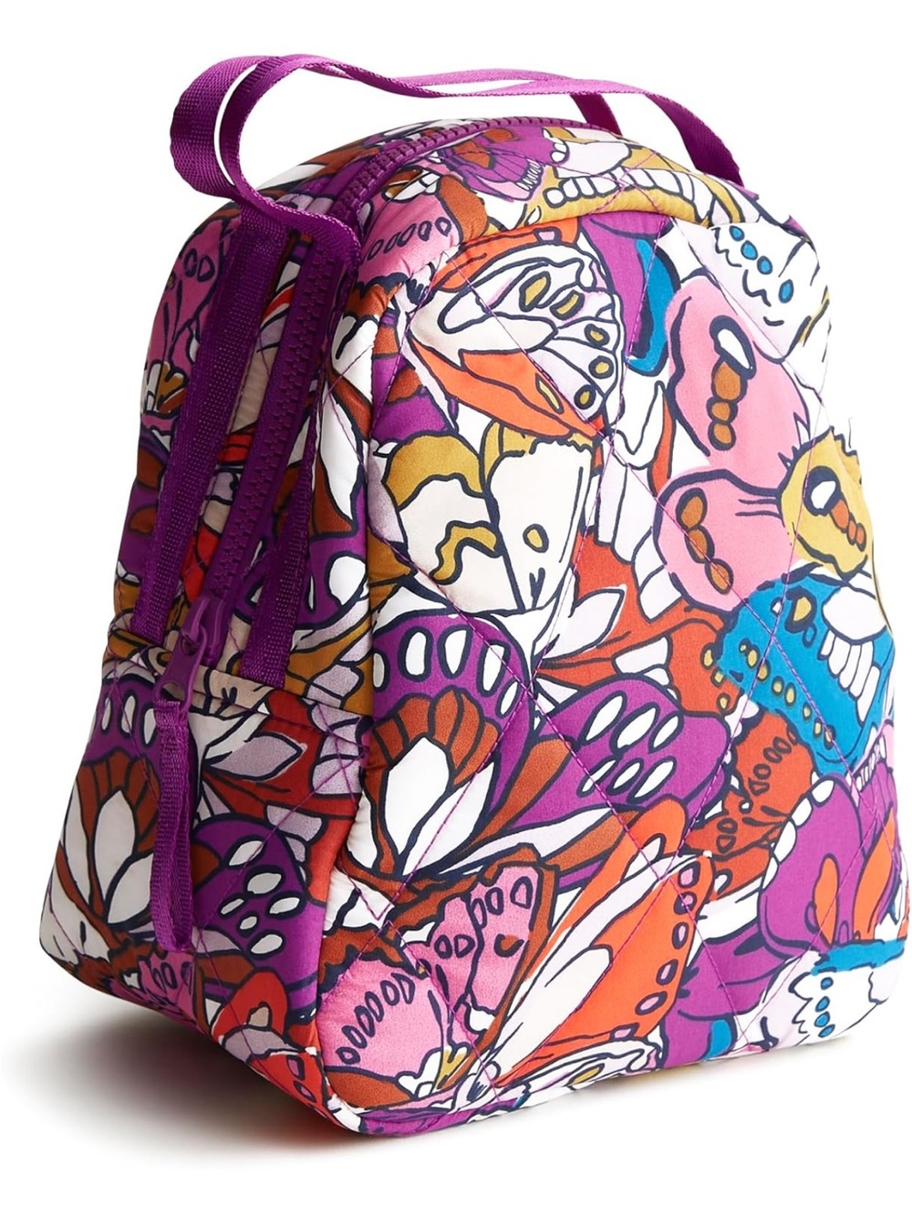 New Vera Bradley Purple Pink Orange Multicolor Butterfly Lunch Bag, Lunch Box